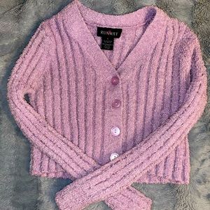 Purple Fuzzy Crop Top Runway LARGE